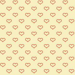 Valentine romanric Seamless Pattern. Red Hearts on Yellow Background.Hearts love seamless pattern on yellow background