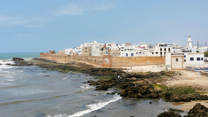 The walls of the Medina and general overview of the ancient port of Essaouira in Morocco