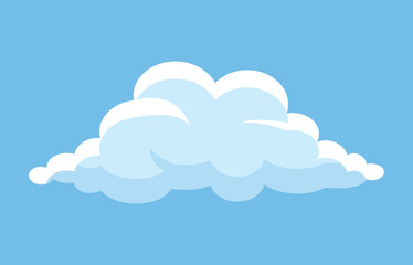 Cute cloud icon. Poster or banner for website. Design element for invitation and greeting cards. Good weather, spring or summer season, climate and atmosphere, steam. Cartoon flat vector illustration