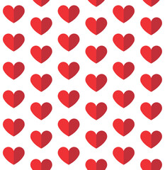 Vector seamless pattern of flat heart isolated on white background