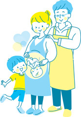 出産が待ち遠しい家族のベクターイラスト素材