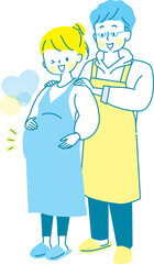 出産が待ち遠しい家族のベクターイラスト素材