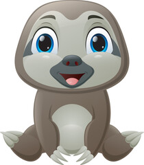 Cute baby sloth cartoon sitting