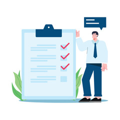 The concept of job illustration is complete, check the list exceeded