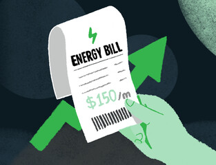 The hand holding a energy bill - a concept illustration of energy crisis