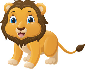 Cute baby lion cartoon posing
