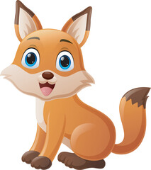 Cute little fox cartoon sitting