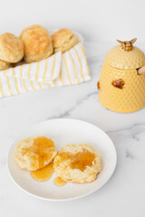 Freshly Baked Homemade Buttermilk Biscuits with Honey