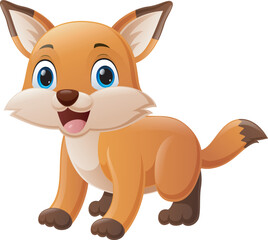 Cute little fox cartoon posing