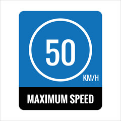 sign 50 kmh Isolated Road Maximum Speed limit sign icon on white background vector illustration.