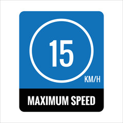 sign 15 kmh Isolated Road Maximum Speed limit sign icon on white background vector illustration.