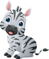 Naklejka na ściany i meble Cute baby zebra cartoon sitting