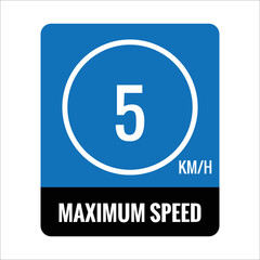 sign 5 kmh Isolated Road Maximum Speed limit sign icon on white background vector illustration