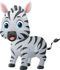 Fototapeta na wymiar Cute baby zebra cartoon posing