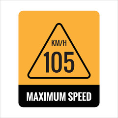 105 kmh Isolated Road Maximum Speed limit sign icon on white background vector illustration.