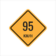 95km Maximum Speed limit sign icon on white background vector illustration.