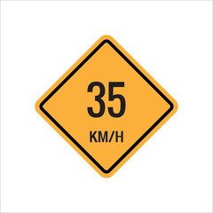 35km Maximum Speed limit sign icon on white background vector illustration.