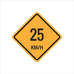 25km Maximum Speed limit sign icon on white background vector illustration.