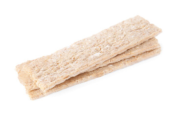 Tasty fresh rye crispbreads isolated on white