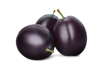 Delicious fresh ripe plums on white background