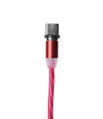 Obraz premium Red USB cable with type C connector isolated on white