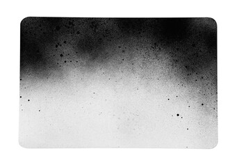 Canvas covered with black spray paint on white background, top view