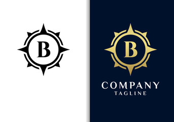 Letter B compass logo design vector image