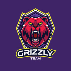 Vector grizzly bear mascot logo template