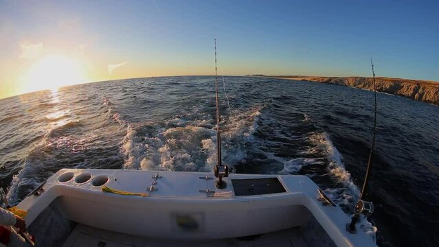 Deep Sea Fishing Charter Boat Roads Wake Sunset Sunrise 