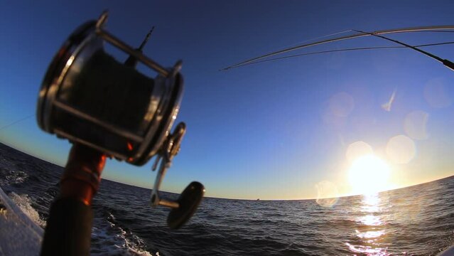 Fishing Reel Ocean Sun Deep Sea Boat
