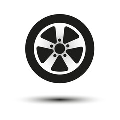 Wheel icon. Metal background. Vector illustration.
