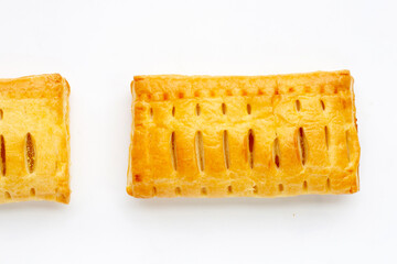 Pineapple pie on white background.