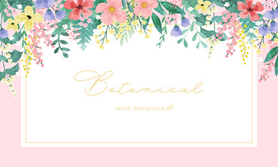 Floral and leaf card. watercolor design. For banners, posters, invitations, etc.