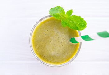  Avocado fresh cocktail smoothies fruit juice beverage healthy the taste yummy in glass drink episode good morning on wooden background from the top view.
