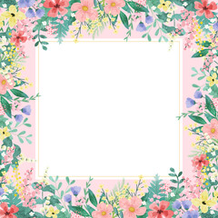 Fototapeta na wymiar Floral and leaf card. watercolor design. For banners, posters, invitations, etc.