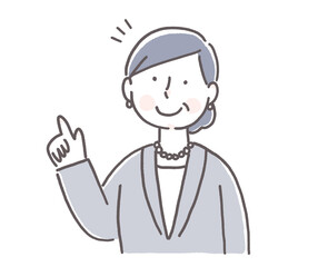 説明をする女性社長