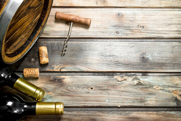 Wine background. Barrel of white wine.