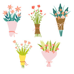set of flower doodle. floral doodle. cute flower.