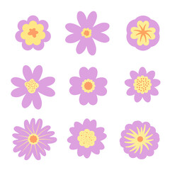 Fototapeta na wymiar set of flower doodle. floral doodle. cute flower.
