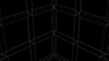 black wireframe geometric structure background