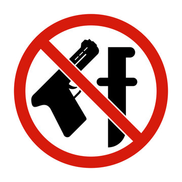 Weapon prohibited icon. Forbidding, No weapons, with gun and knife.