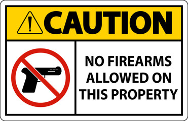 Caution Sign No Firearms Allowed On This Property