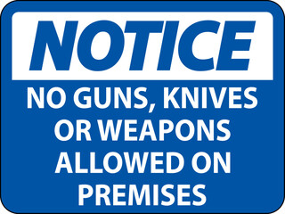 Fototapeta premium Notice Gun Rules Sign No Guns, Knives Or Weapons Allowed On Premises
