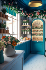 Fototapeta na wymiar Florist shop interior, vertical. Generative AI