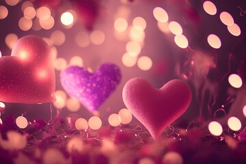 Naklejka na ściany i meble Many Hearts on the pink background. Valentine's day concept. Generative AI