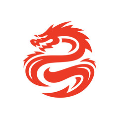 Tribal dragon silhouette logo design, dragon vector icon