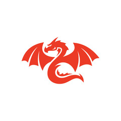 Winged dragon silhouette logo design. Dragon wing mascot vector icon