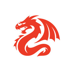 Naklejka premium Winged dragon silhouette logo design. Dragon wing mascot vector icon