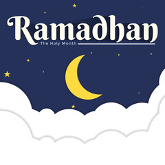 Paper cut model ramadan vector greeting card