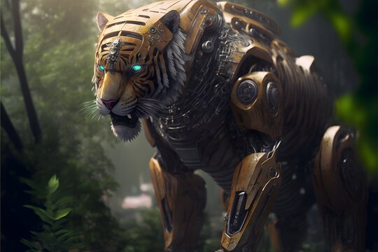 Cyborg robot tiger.